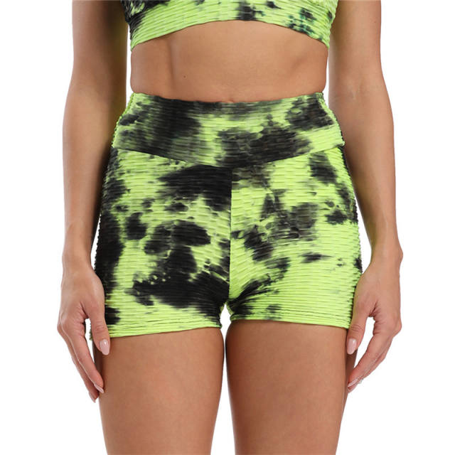 Women Tie-Dyed Fitness Leggings High Waist Sexy Sport Shorts PQ9616A