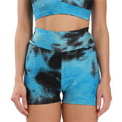 High Waist Tie-Dyed Fitness Leggings Women Sexy Sport Shorts PQ9616D