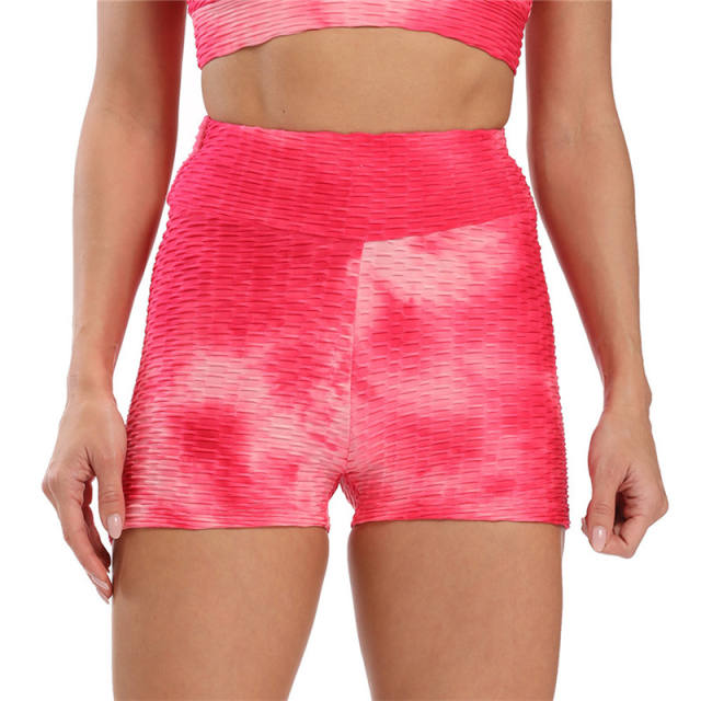 High Waist Tie-Dyed Fitness Leggings Women Sexy Sport Shorts PQ9616D