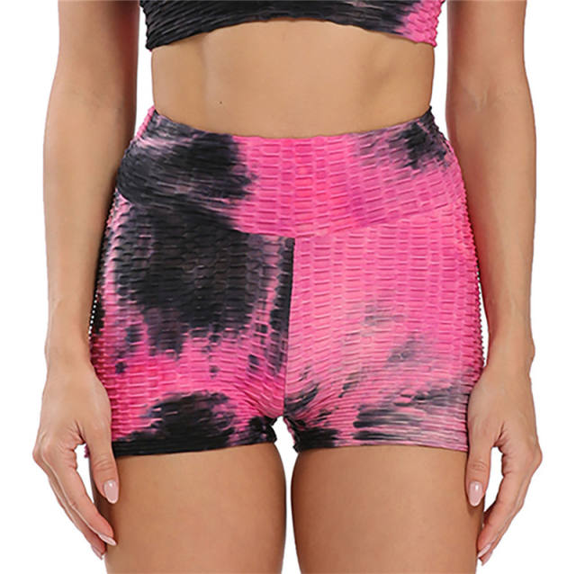 High Waist Tie-Dyed Fitness Leggings Women Sexy Sport Shorts PQ9616D