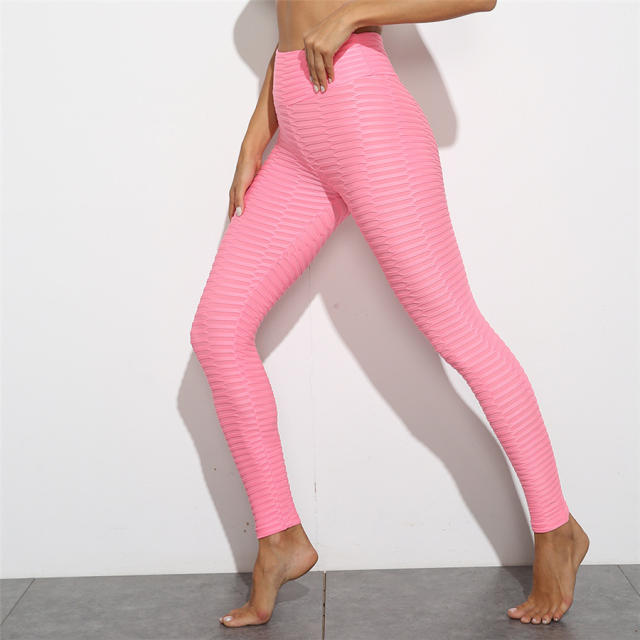 High Waist Sport Pants Fashion Yoga Trousers Jacquard Fitness Leggings PQ7296E