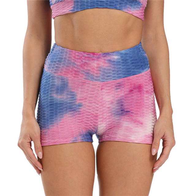 Women Tie-Dyed Fitness Leggings High Waist Sexy Sport Shorts PQ9616A