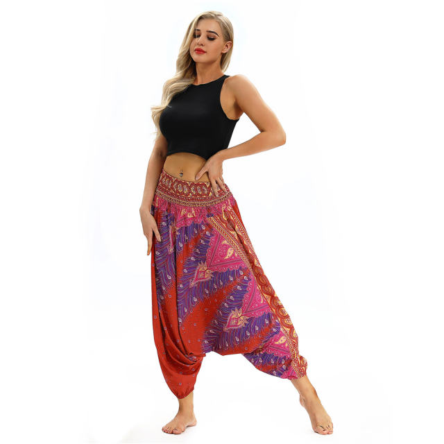 Women Digital Print Dance Wear Harem Yoga Hippie Pants PQYCL-020