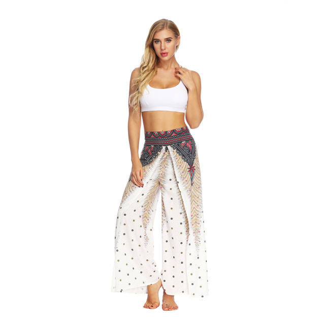 Women Straight Wide Leg Hippie Pants Loose Yoga Dance Wear PQYEA007