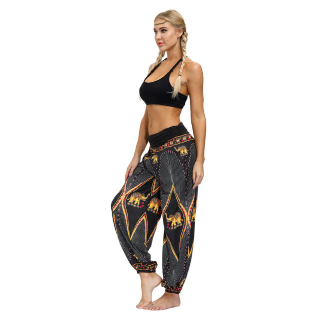 Loose Yoga Dance Bloomers Women Straight Wide Leg Hippie Pants PQYEX009