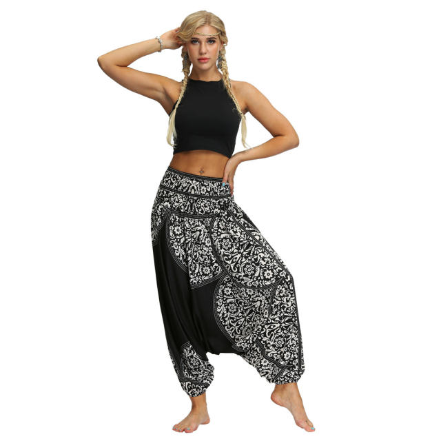 Women Digital Print Dance Wear Harem Yoga Hippie Pants PQYCL-058