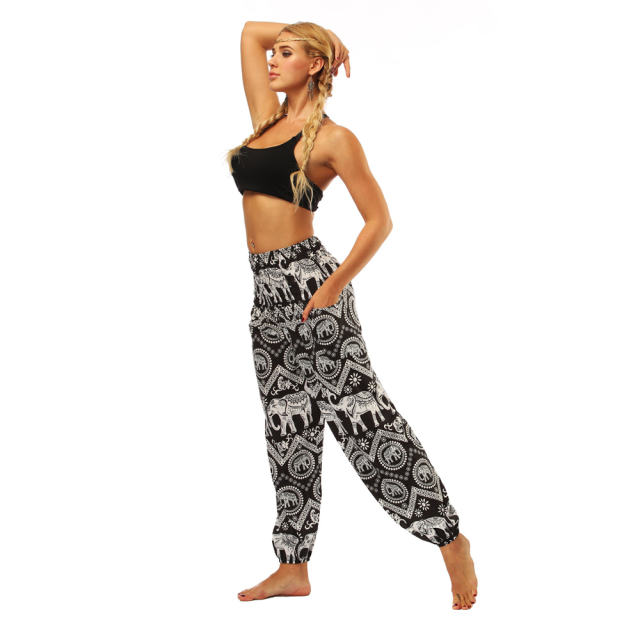 Women Digital Print Harem Yoga Hippie Pants PQYCI-001