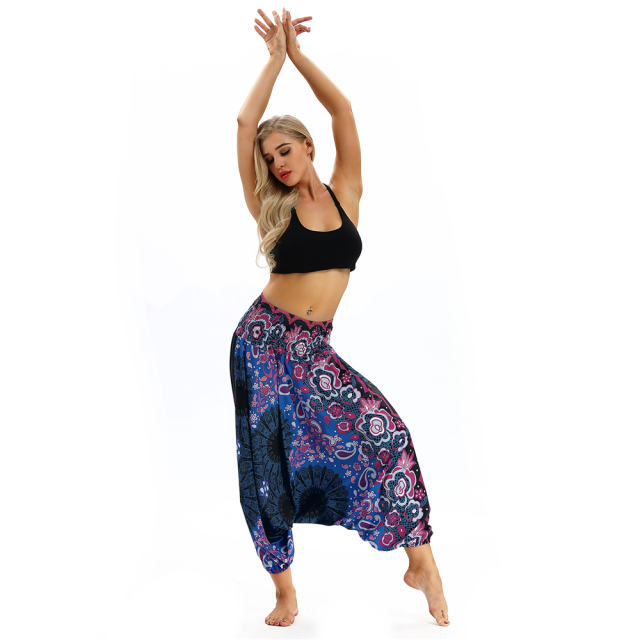 Women Digital Printed High Waist Yoga Leggings Harem Hippie Pants PQYCL-012