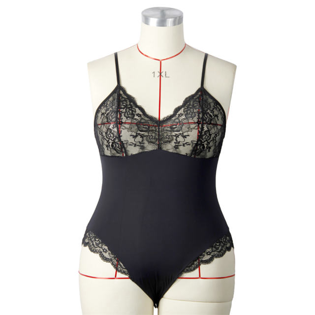 Sexy Lace Bodysuit Spaghetti Strap Teddies Lingerie For Women PQ7835B