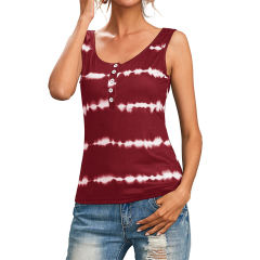 Solid Color Striped Women Tops Summer Slim Short Sleeve Vest PQ1132A