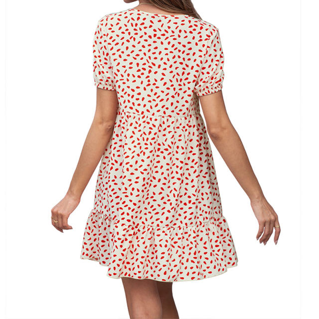 Summer Loose Casual Dress for Women Floral Printed Retro Dresses PQ1103B