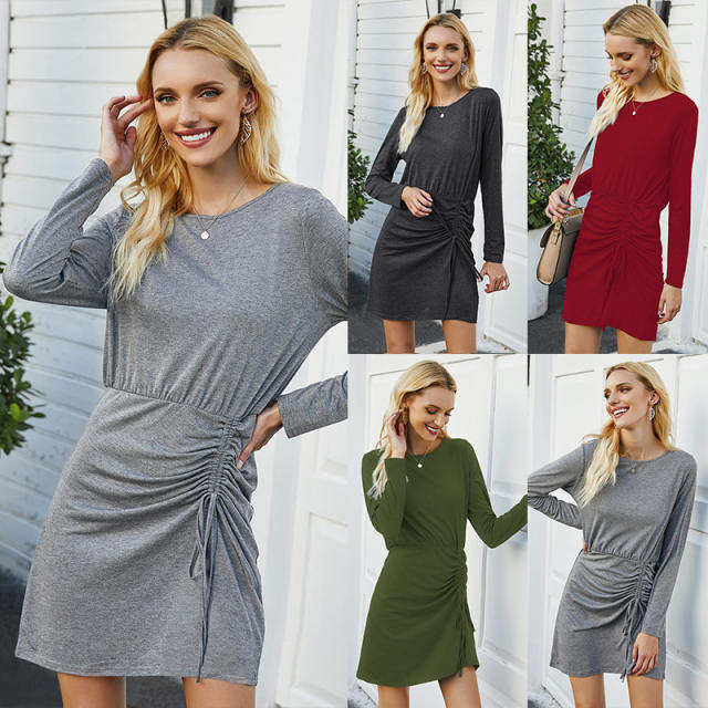 Long Sleeve Autumn Mini Dresses Spring Casual Dress for Women PQWQ464D