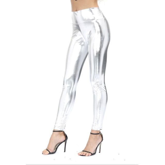Steampunk PVC Club Pants Faux Leather Wetlook Trousers For Women PQLK1116C
