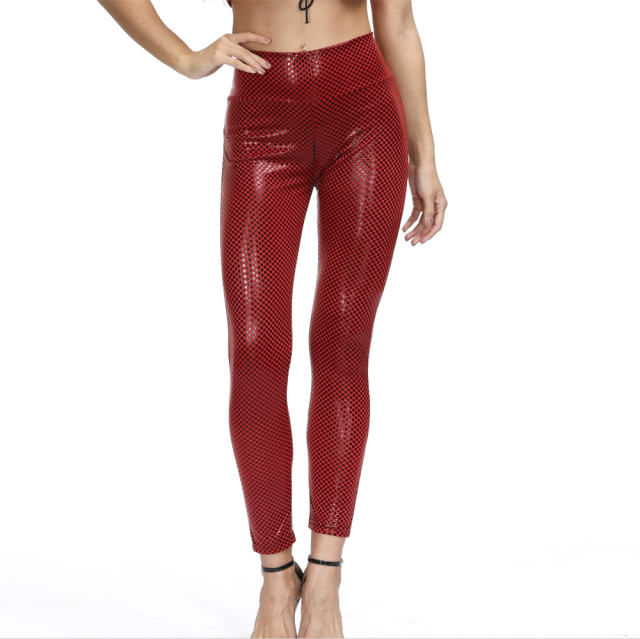PVC Steampunk Club Pants Faux Leather Wetlook Trousers Women PQLK1116D