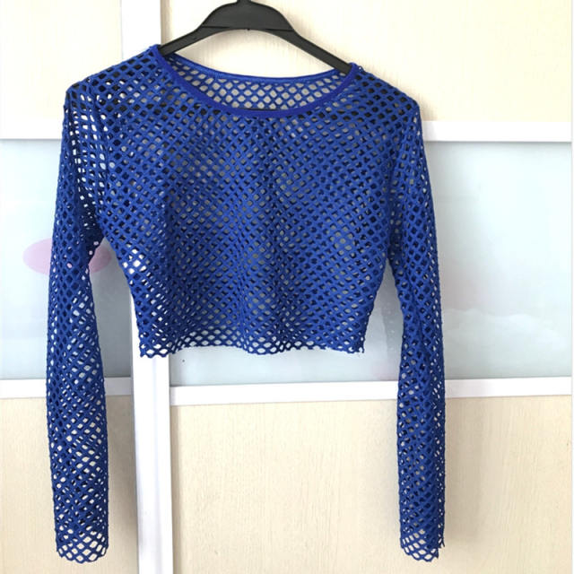 Long-sleeved Loose Crop Tops Women Sexy Summer Club Vest PQLK1107A