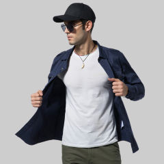 Solid Color Spring Casual Shirts Men Long Sleeve Fashion Tops PQ17203A