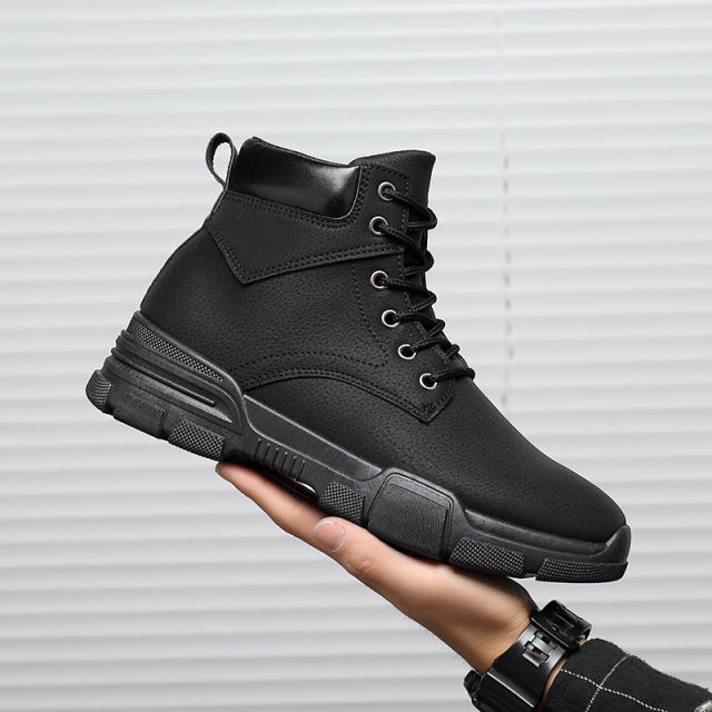 Faux Leather Clunky Sneakers Ankle Boots Shoes Men Spring Martin Shoes PQQJGB80C