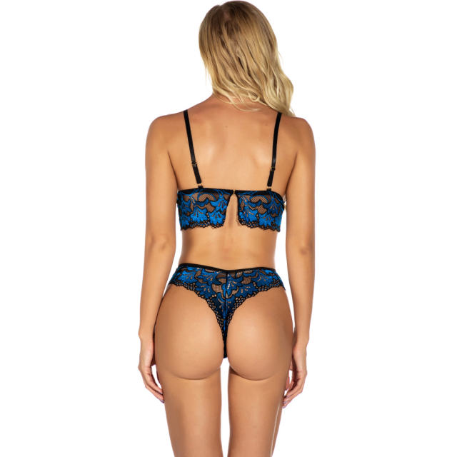 Women Vallentine Day Sheer Lace Underwear Sexy Bra Set with Panties PQ201701C