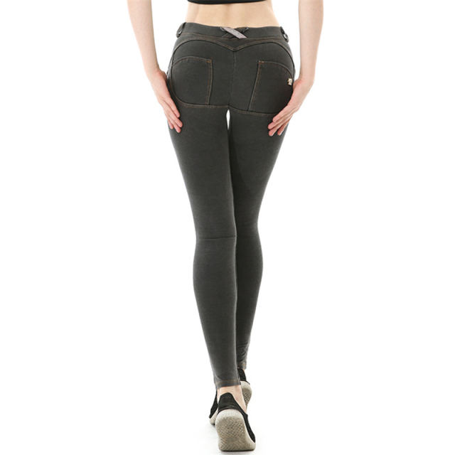 Yellow Bubble Butt Denim Pants Women Trend Low Waist Jeans PQF043G