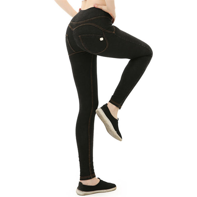 Yellow Fashon High Waist Jeans Women Bubble Butt Denim Pants PQF053G