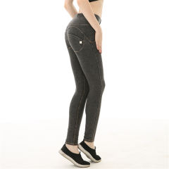 Light Blue Fashon High Waist Jeans Women Bubble Butt Denim Pants PQF053B