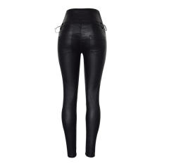 Women Faux Leather High Waist Pants Bubble Butt PU Trousers PQTOP293