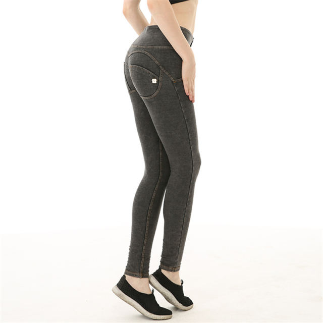 Yellow Fashon High Waist Jeans Women Bubble Butt Denim Pants PQF053G
