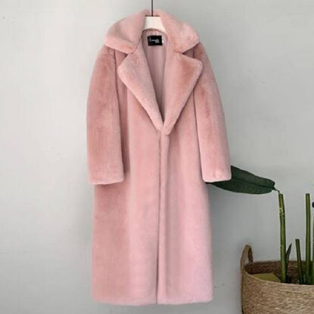 Pink Fashion Rabbit Fur Jackets Faux Bunny Fur Coat Women PQ988B
