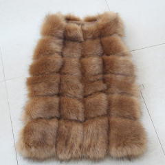 Blue Winter Coat Women Mid Length Faux Fur Jacket Fox Fur Vest PQ1422Q