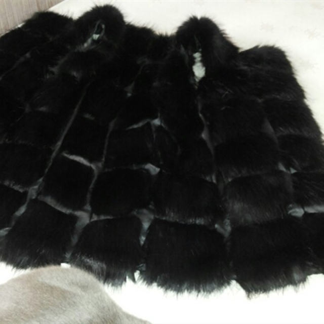 Grey Winter Fox Faux Fur Coat for Women Chic Fur Long Jackets PQFC014C