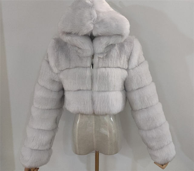 Women Long Sleeve Hoodies Coat Sexy Fox Faux Fur Short Jackets PQ00598