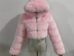 Women Sexy Fox Faux Fur Short Jackets Long Sleeve Hoodies Coat PQ00598