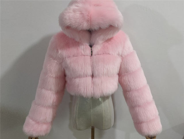 Women Sexy Fox Faux Fur Short Jackets Long Sleeve Hoodies Coat PQ00598