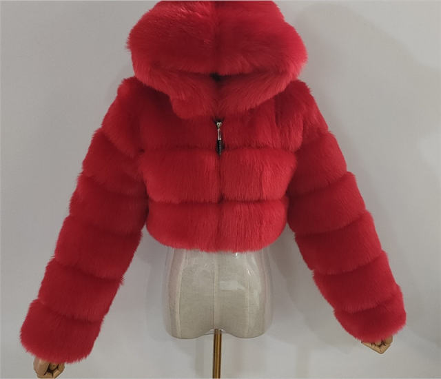 Women Sexy Fox Faux Fur Short Jackets Long Sleeve Hoodies Coat PQ00598