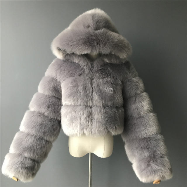 Women Long Sleeve Hoodies Coat Sexy Fox Faux Fur Short Jackets PQ00598