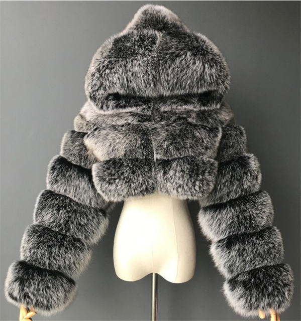 Women Long Sleeve Hoodies Coat Sexy Fox Faux Fur Short Jackets PQ00598