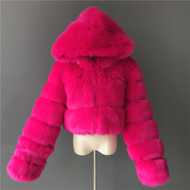Women Long Sleeve Hoodies Jackets Sexy Fox Faux Fur Short Coat PQ00598