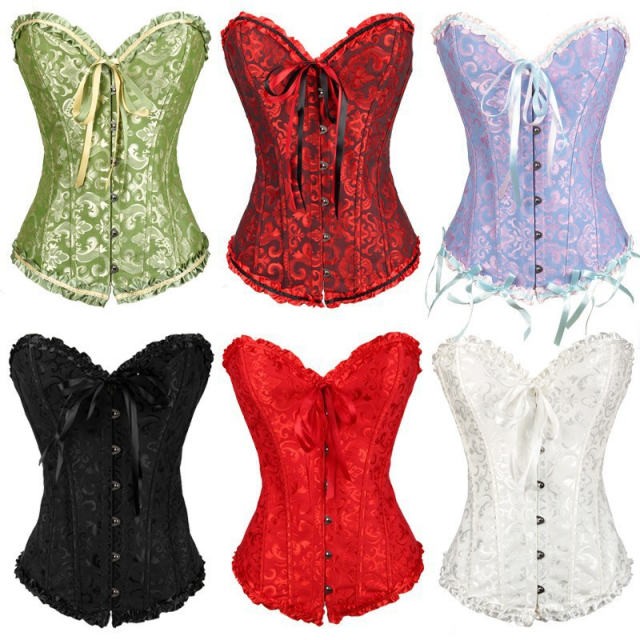 Green Bridal Corset Women Underbust Corselet Classic Court Bustiers PQ540D
