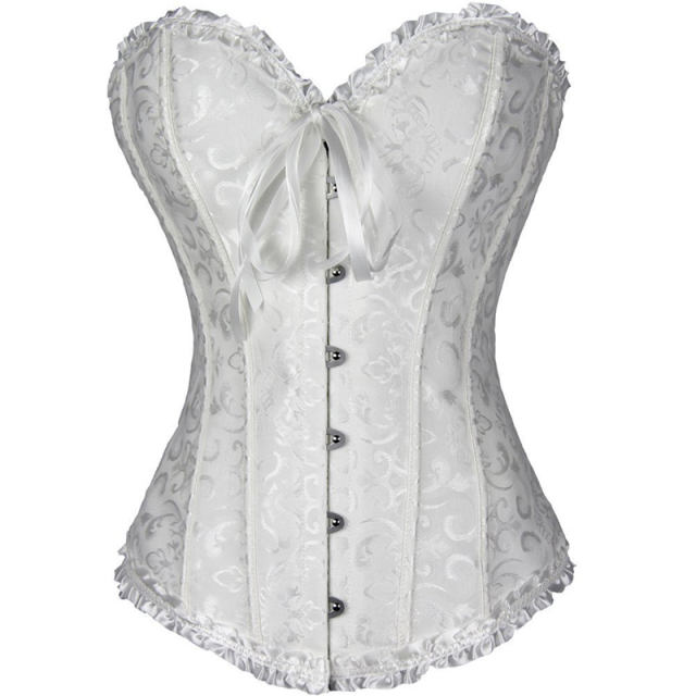 Light White Court Bustiers Women Underbust Corselet Bridal Corset PQ540H