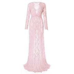 Women Pregnant Dress Sexy Deep V Neck Maternity Gown Lace See-through Elegant Long Dresses PQ9848A