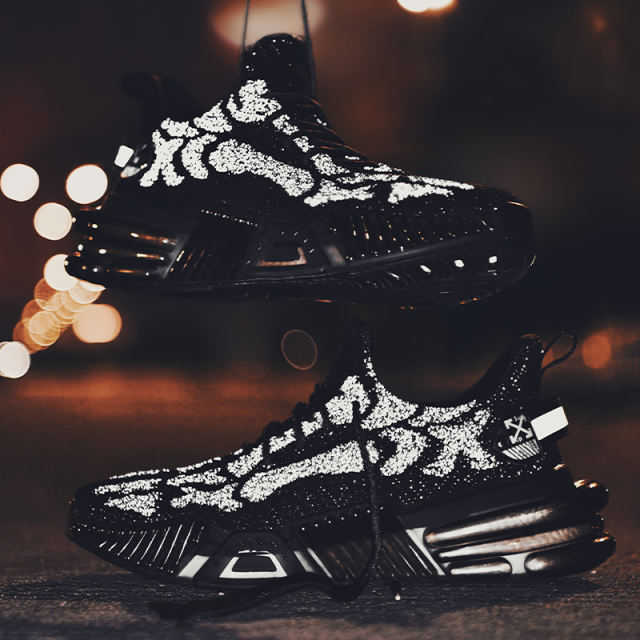 Wholesale Men High Quality Lightweight Reflective Sneakers Breathable Mesh Running popcorn sole Shoes MX-4416A