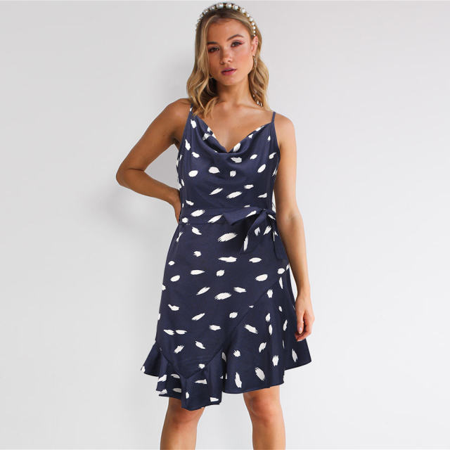White Summer Slim Sexy Print Casual Dress Plus Size Summer Dresses PQLQ110A