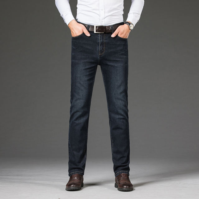 Blue Plus Size Denim Pants Men Winter Casual Trousers Business Jeans PQYP2013A