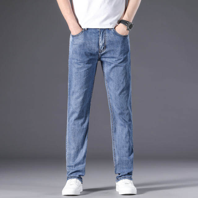 Fashion Plus Size Denim Pants Men Business Jeans Summer Casual Trousers PQ306
