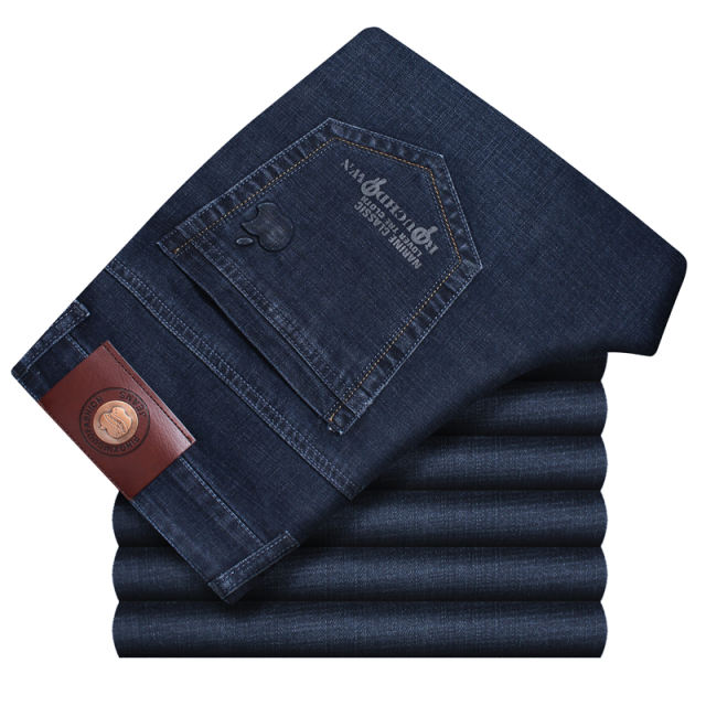 Black Summer Casual Trousers Plus Size Denim Pants Fashion Men Jeans PQ5155E