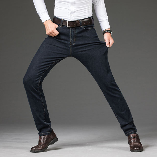 Blue Fashion Men Casual Trousers Plus Size Denim Pants Business Jeans PQYP2012A