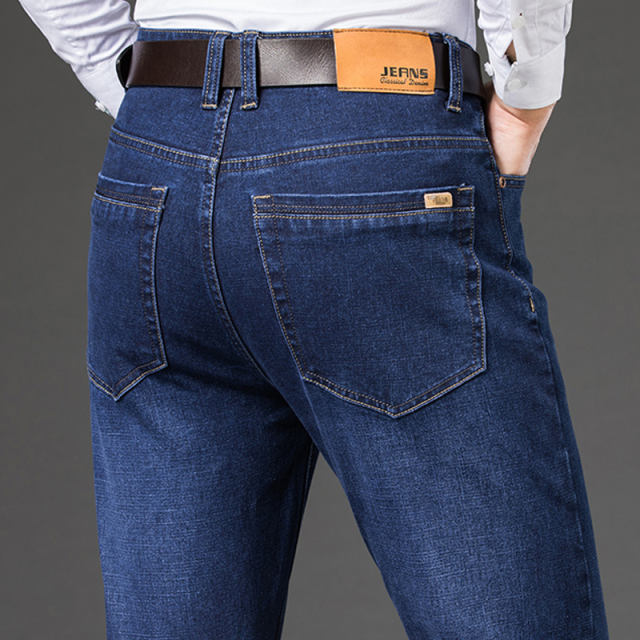 Black Plus Size Denim Pants Men Winter Casual Trousers Business Jeans PQYP2013B
