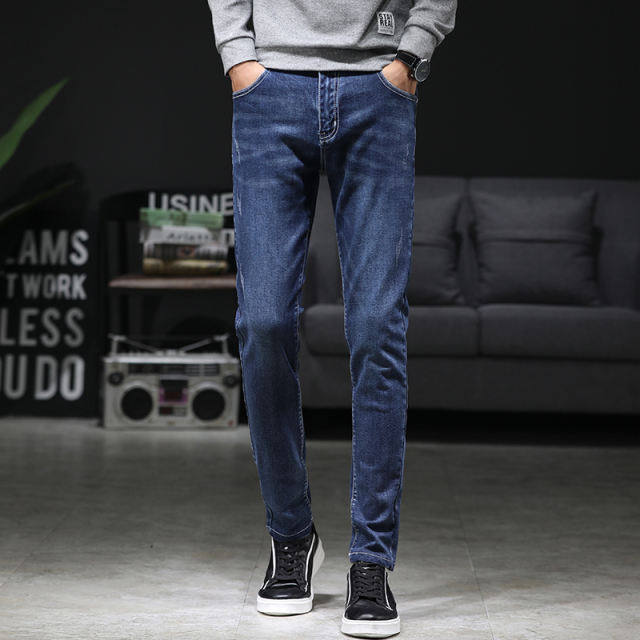 Dark Blue Fashion Washed Jeans Men Denim Pants Casual Trousers PQYP2835