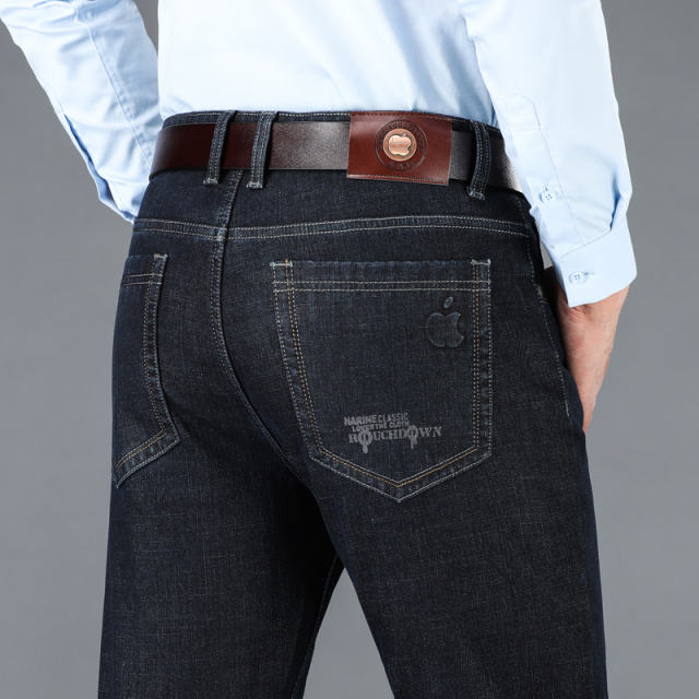 Dark Blue Velvet Jeans Men Winter Casual Trousers Plus Size Denim Pants PQ5155A