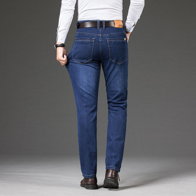 Blue Plus Size Denim Pants Men Winter Casual Trousers Business Jeans PQYP2013A